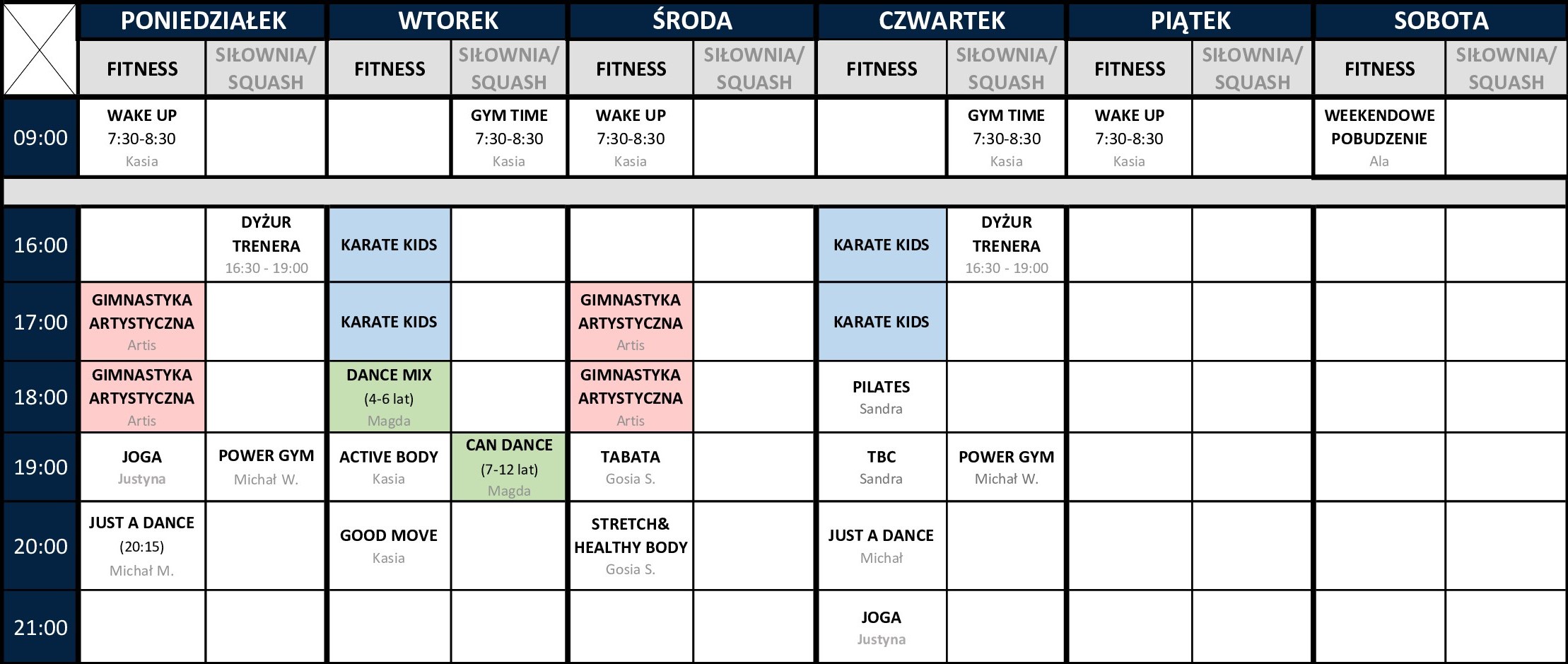 nowy grafik fitness